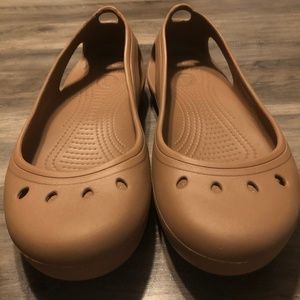Crocs Women’s Kadee Chocolate Brown Caramel Round Toe Ballet Work Flats W 11